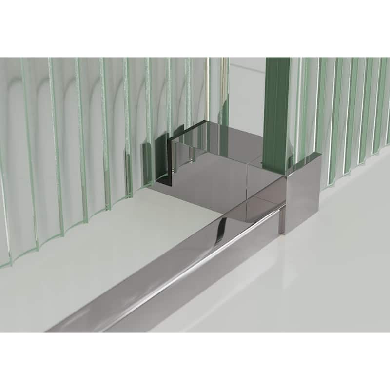Galaxy 60 in. x 60 in. Fully Frameless Fluted Glass Sliding Bathtub Doors - Lefthand