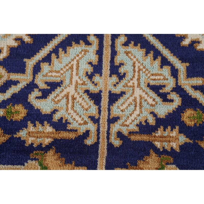 All-Over Blue Oushak Oriental Area Rug Handmade Wool Carpet - 7'11"x 9'9"