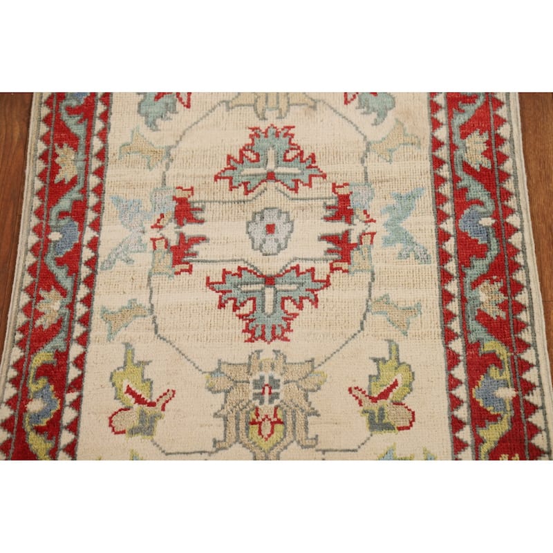 Geometric Kazak Accent Rug Handmade Wool Carpet - 2'0" x 3'0"