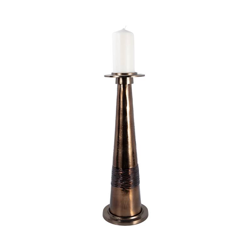 Sagebrook Home Modern Glass Bronze Antique Like Pillar Candle Holder
