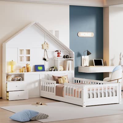 Twin Size Platform Bed with Storage & Charging Station
