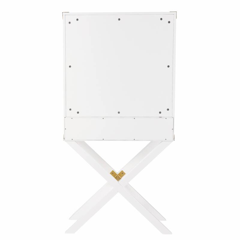 30" White Corner Display Stand With One Shelf And One Drawer
