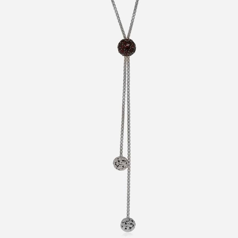 Charles Krypell Roxy Sterling Silver, Red Garnet Lariat Necklace - Silver - 18