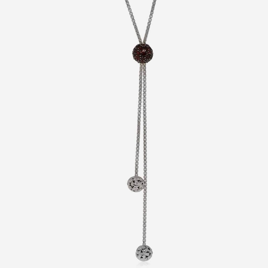 Charles Krypell Roxy Sterling Silver, Red Garnet Lariat Necklace - Silver - 18