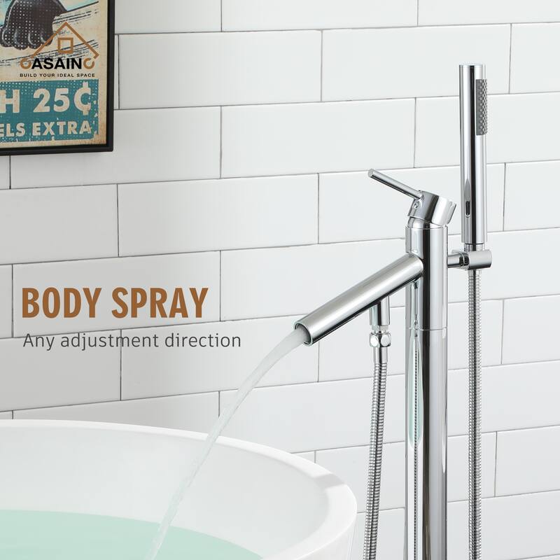 CASAINC Freestanding Single-Handle Bathtub Faucet with Hand Shower