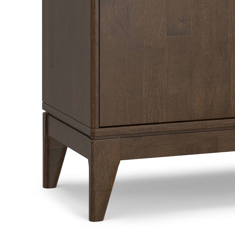 WYNDENHALL Pearson Solid Wood 42 inch Wide Mid Century Modern 3 Drawer Sideboard in Walnut Brown