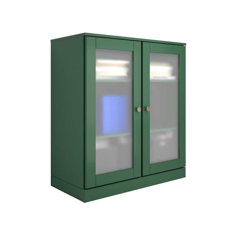 Palace Imports 100% Solid Wood TV Stand with Frosted Glass Doors for TVs up to 32"