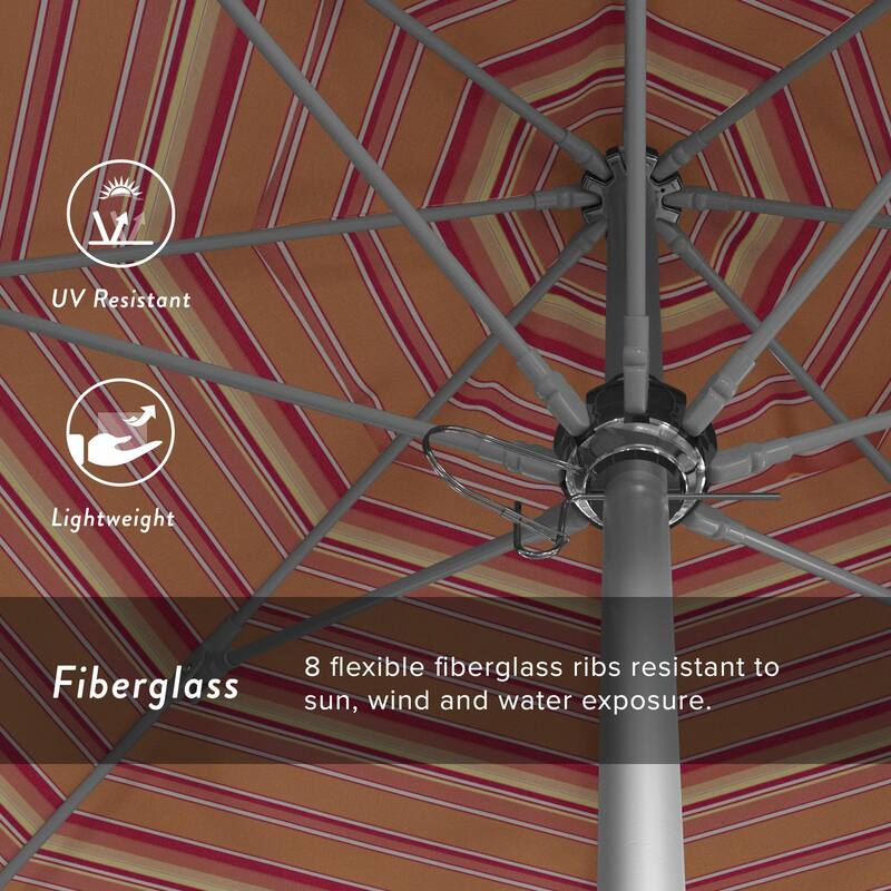California Umbrella 9' Rd. Aluminum Frame, Fiberglass Rib Patio Umbrella, Push Open,Anodized Silver Finish, Sunbrella Fabric