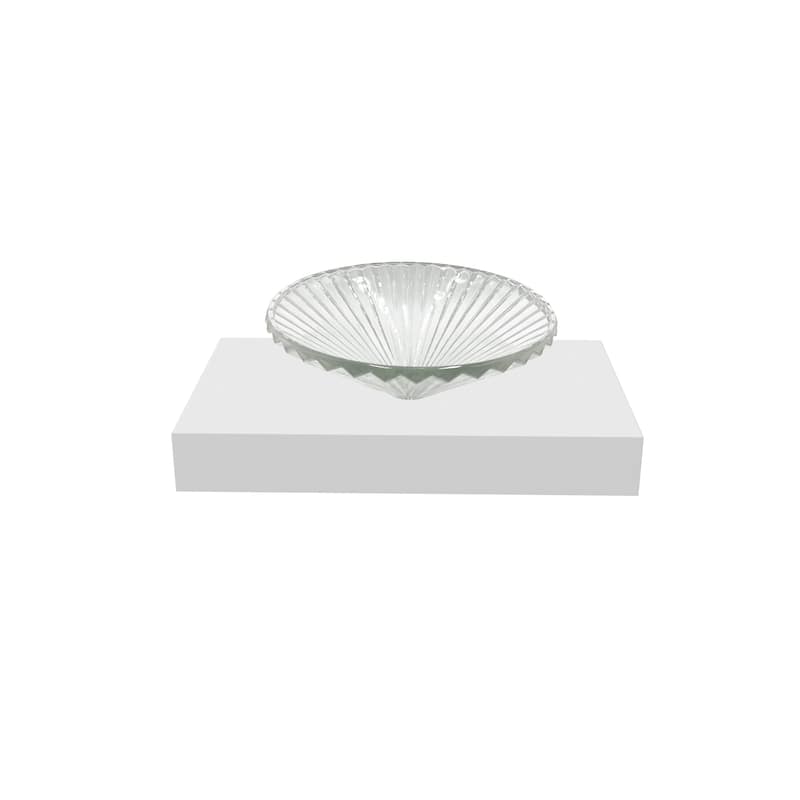 Decorative 20" Round Crystal Vessel Sinks With White Base - 36"Countertop - 20"Clear
