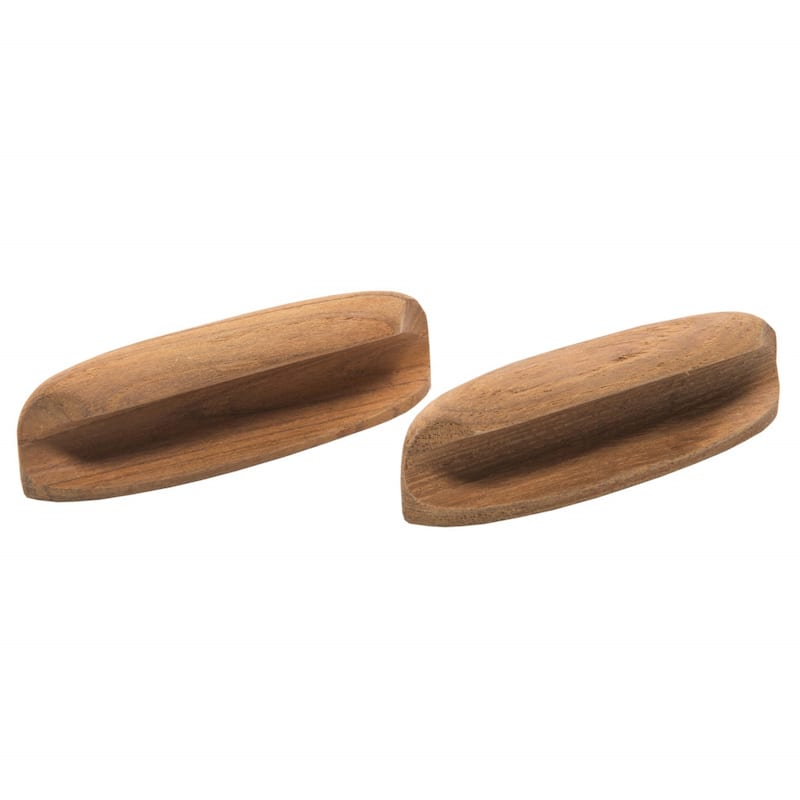 HomeRoots Set of Two Brown Wood Oval Drawer Pull Knobs - 4 in. x 0.32 in. x 1 in.