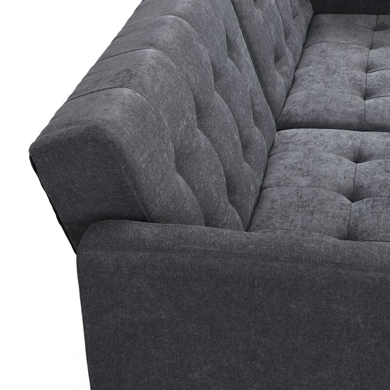 Convertible Folding Dark Grey Linen Sofa Bed for Small Spaces