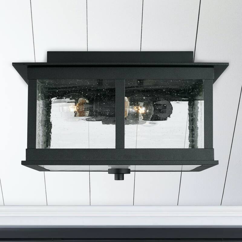 Barrett 13" 3-light Outdoor Flush Mount w/ Antiqued Glass