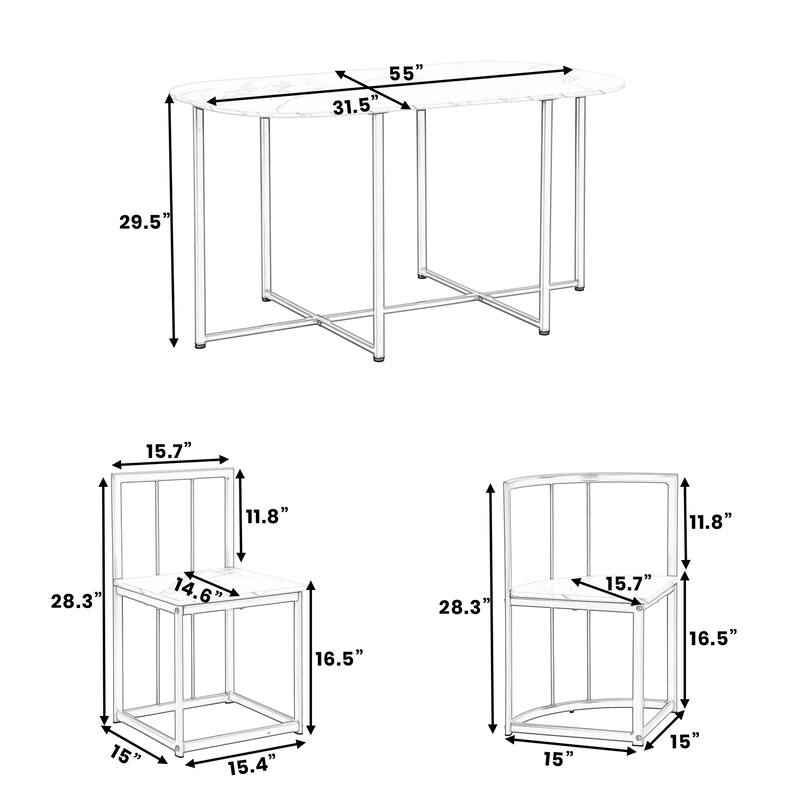 Modern 7-Piece Dining Table Set with Iron Frame