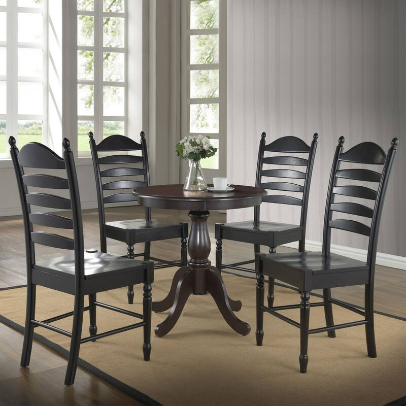 Round Pedestal Dining Table with Carved Feet - 30" - Espresso Brown