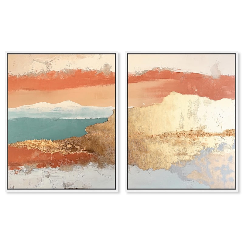 Earthy Glow I Canvas Set of 2 by Art Remedy - 16" x 20" - White