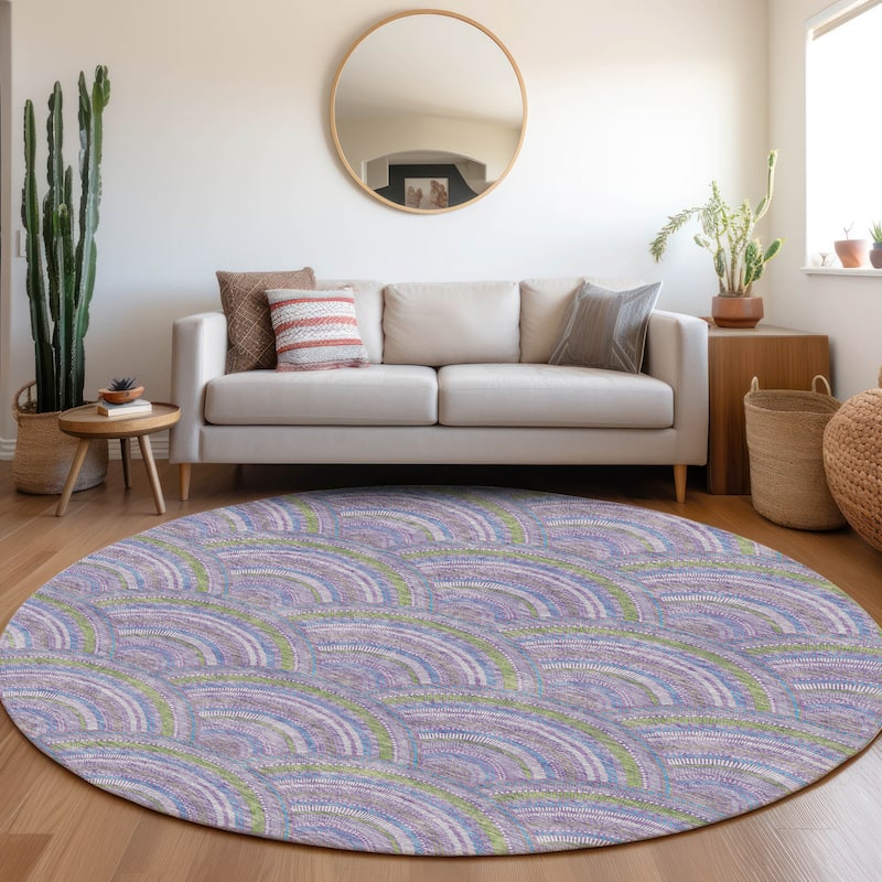 Premium Washable Super Soft Transitional Stacks Mayfield Rug - Lavender - 8' x 8'
