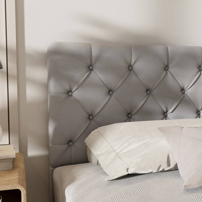 Plywood Frame Upholstered Platform Bed with Lift-up Storage Supported by Metal and Wooden Slats