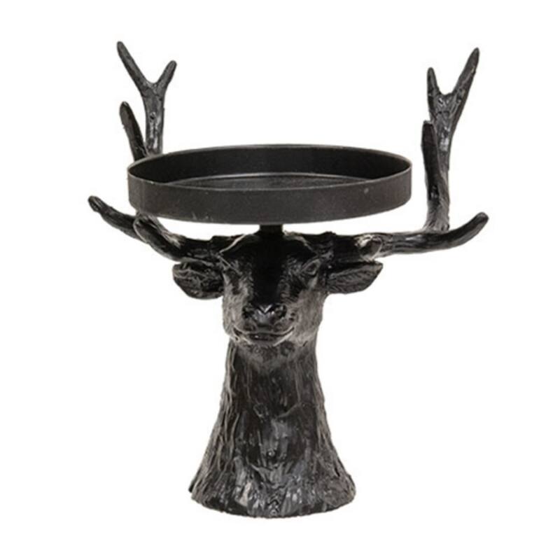 Black Metal Reindeer Pillar Candle Holder - Multi - Multi