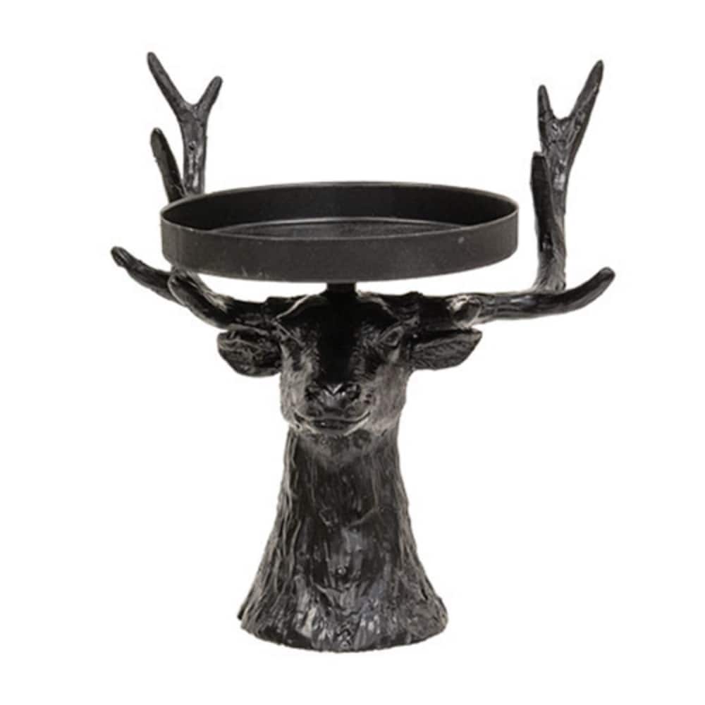 Black Metal Reindeer Pillar Candle Holder - Multi