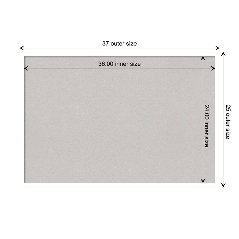 Svelte Wood Framed Grey Corkboard Bulletin Board - Svelte White - Board Size 36x24