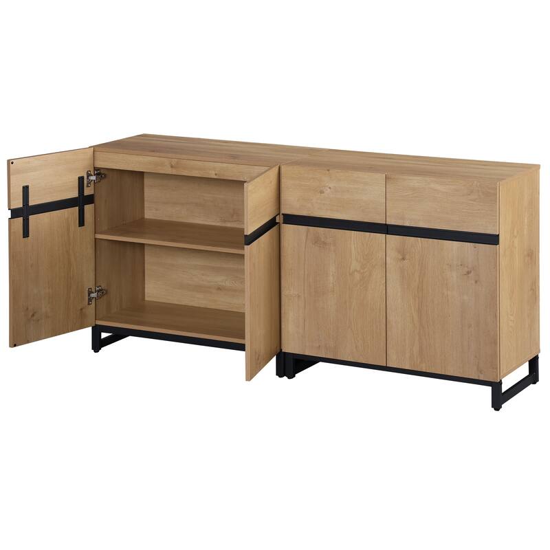 WAMPAT Modern TV Stand with Storage Cabinets for Living Room,Bedroom,Brown