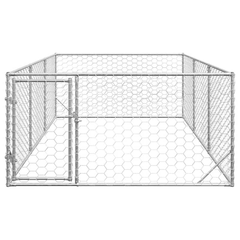 vidaXL Outdoor Dog Kennel Galvanized Tough galvanized steel Large
