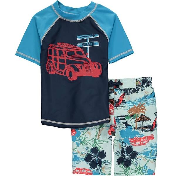 Shop Charlie Rocket Boys 2t 4t Rash Guard Swim Set Blue