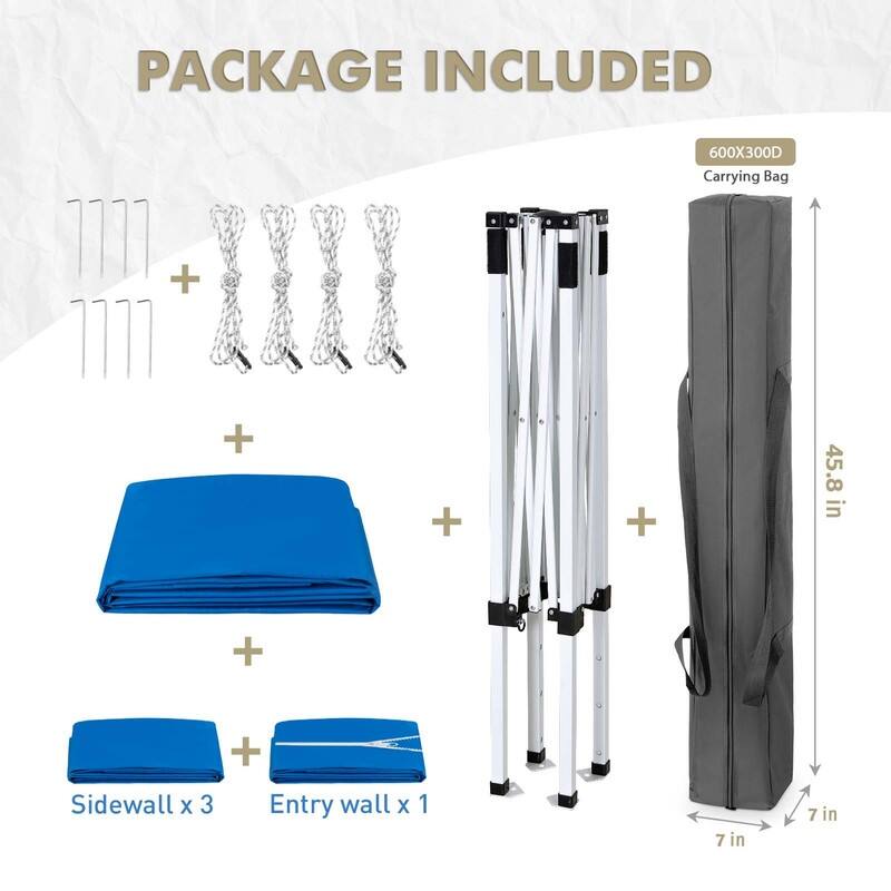EAGLE PEAK 5x5 Instant Canopy with 4-Side Wall Panels, Small Pop up Portable Canopy Tent with Carry Bag