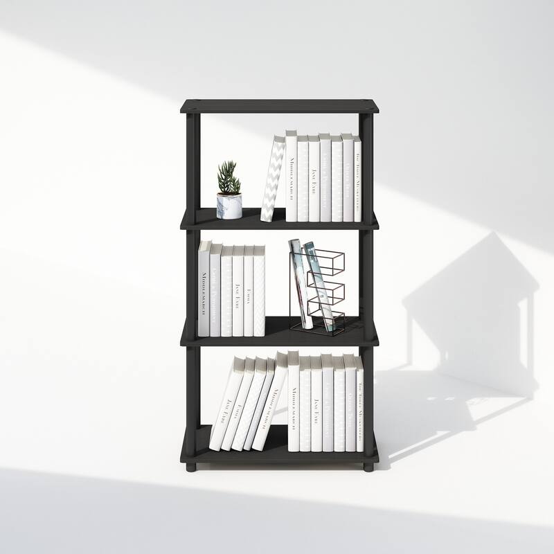 43.25 in. Tall Americano/Black Wood 4-Shelf Bookcase