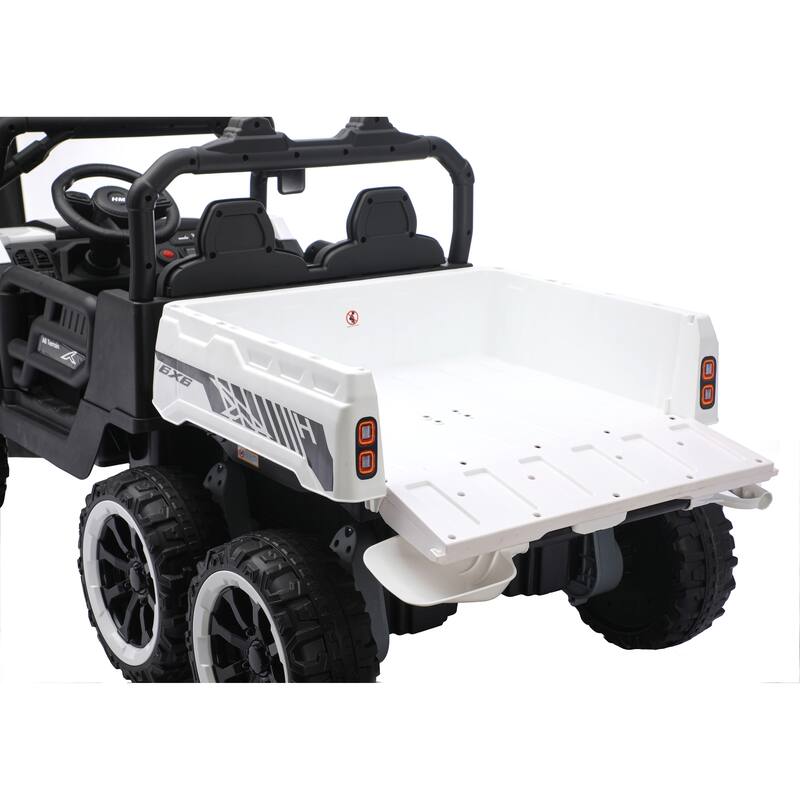 24V 2 Seater Ride on Dump Truck, 4WD 6-Wheel Ride on Toys with Remote Control, Ride on UTV Car with Electric Dump Bed