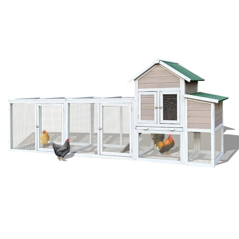 122" Large Wood Chicken Coop Hen House with Nesting Box