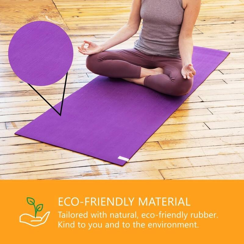 Sol Living Yoga Mat Natural Rubber Non Slip Extra Thick Exercise Mat for Yoga, Pilate, Mediation 24 -in x 72 -in