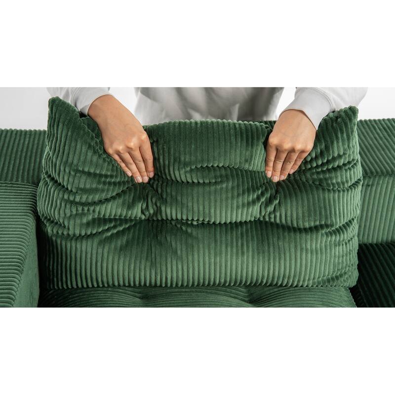 101.18" Corduroy Modular Sectional Sofa with Ottoman, No Assembly Required
