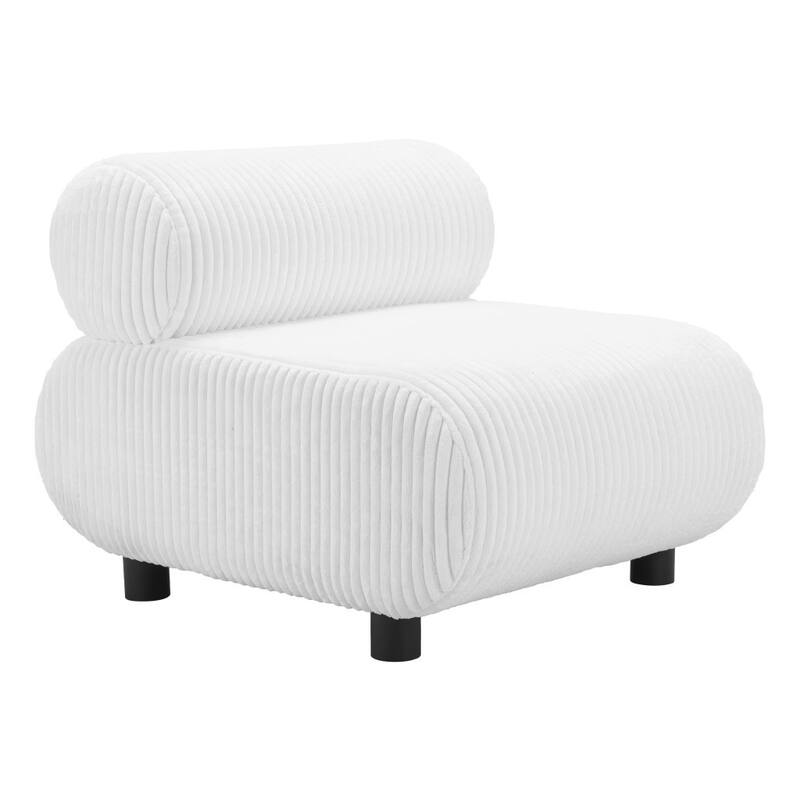 HomeRoots 31" White And Black Corduroy And Upholstered Side Chair - 31' X '26.8' X '36