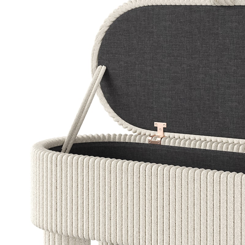 Modern Storage Ottoman Corduroy Upholstered Bench Bedroom Storage Seat Entryway Shoe Bench for Living Room, Bedroom and Entryway