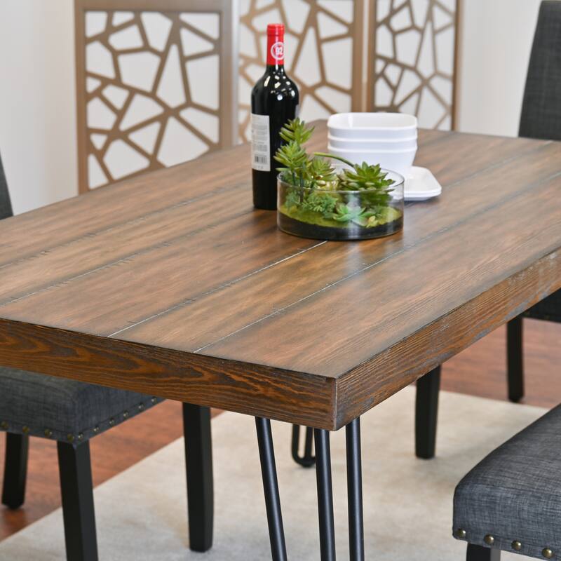 7-Piece Modern Dining Set with Rectangular Table & Nailhead Chairs