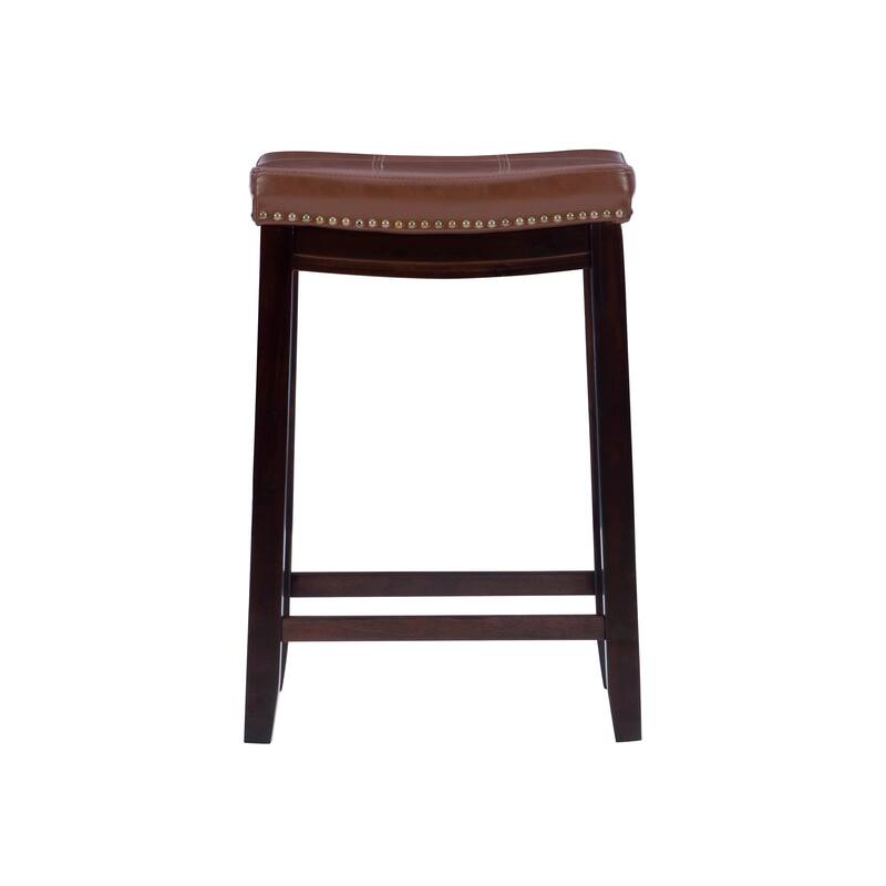 Linon Willamette Cognac Faux Leather Counter Stool