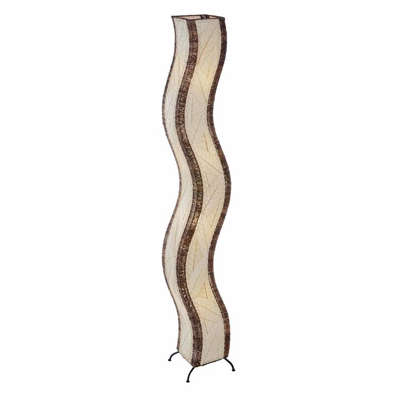 Eangee Handmade Wave Giant Floor Lamp, Cocoa Leaves Shade, 13 x 10 x 72 in.