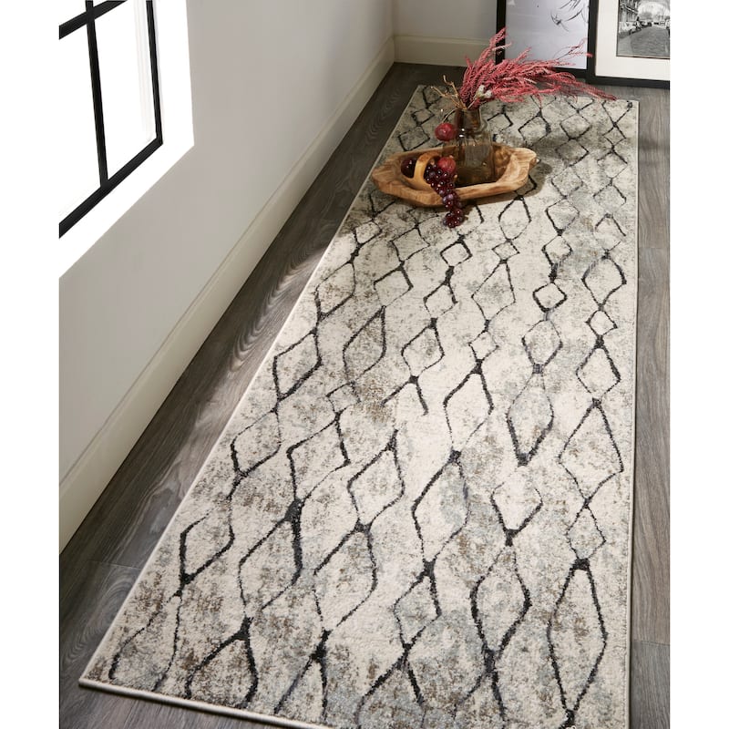 Grand Bazaar Kiba Machine Made Diamond Transitional Area Rug