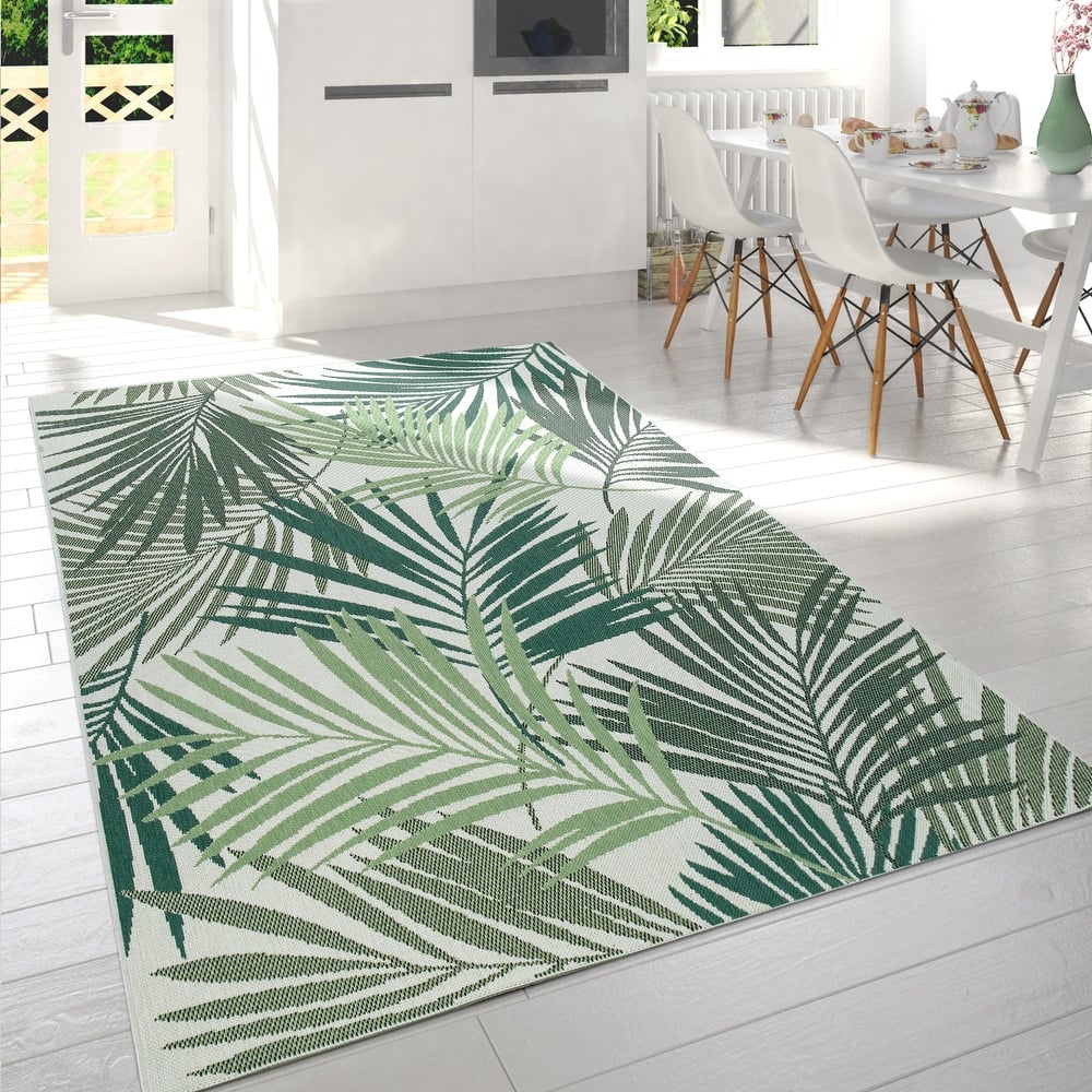 Indoor & Outdoor Rug - Jungle Design with Green Palm Trees