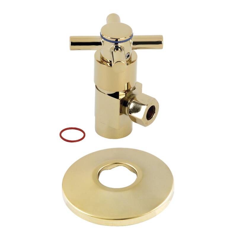 Kingston Brass 1/2"IPS x 3/8"O.D. Anti-Seize Deluxe Quarter-Turn Ceramic Hardisc Cartridge Angle Stop with Flange
