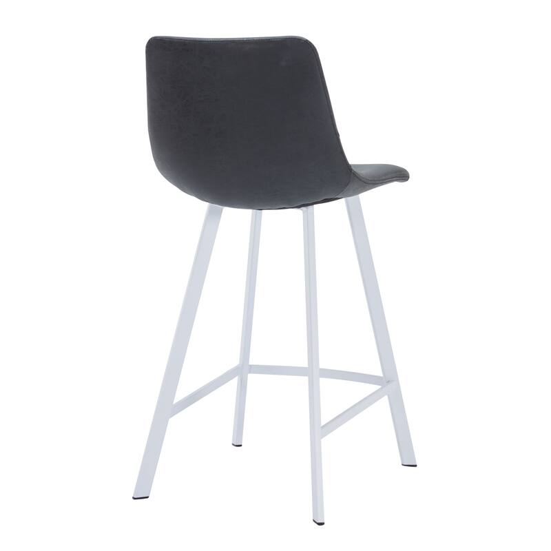 35-Inch Leather Counter Stool Padded Seat Stainless Steel Base and Footrest