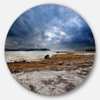 Designart 'Norway Ocean Coast Land' Photo Landscape Round Metal Wall ...
