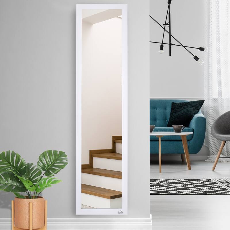 HOMCOM Full Length Mirror Floor Standing or Wall-Mounted, Rectangle Dressing Mirror for Bedroom, Living Room, White