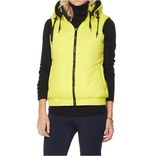 yellow puffer vest