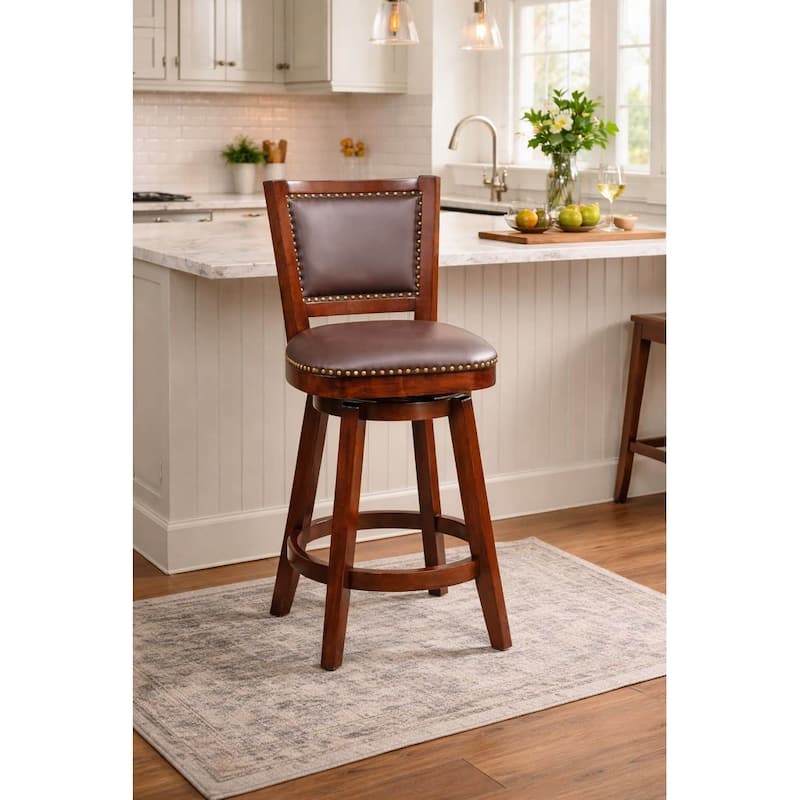 Broadmoor Cherry Brown Swivel Armless Wood Stool