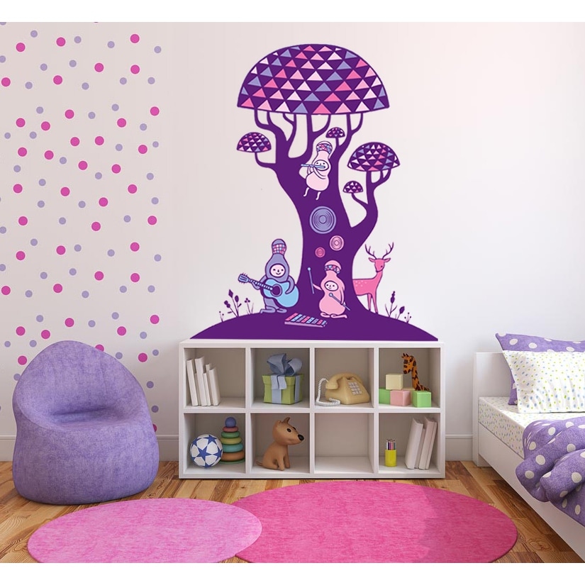 Mushroom Tree House decal, Kids room decor, Nursery sticker ...