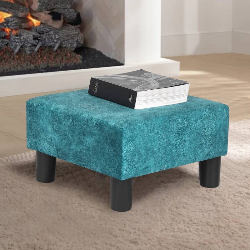 Adeco Footstool Ottoman PU Leather Footrest Modern Square Stool
