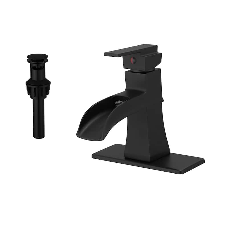 Single-handle Bathroom Waterfall Sink Faucet with Drain and Deckplate