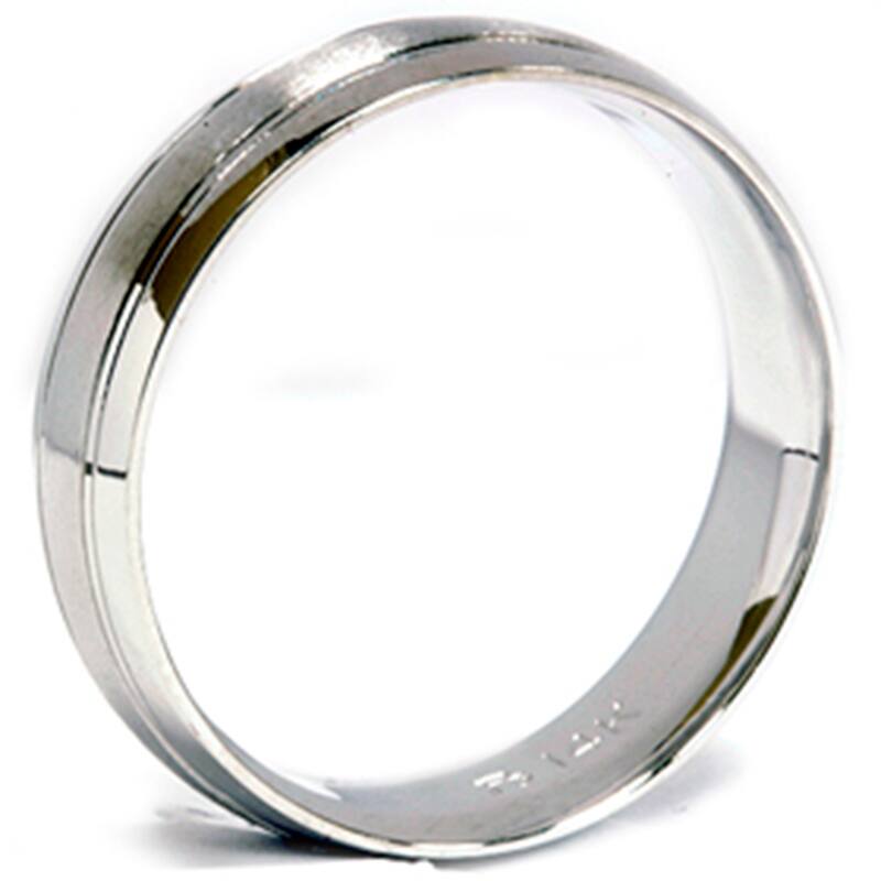 Mens White Gold 6mm Brushed Wedding Band Ring New